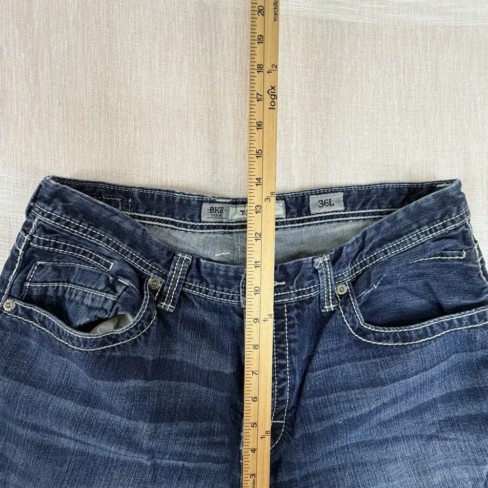 BKE Tyler Men's Jeans Men's Button Fly Jeans Sz 36L 36x33.5 Whiskering Fade‎